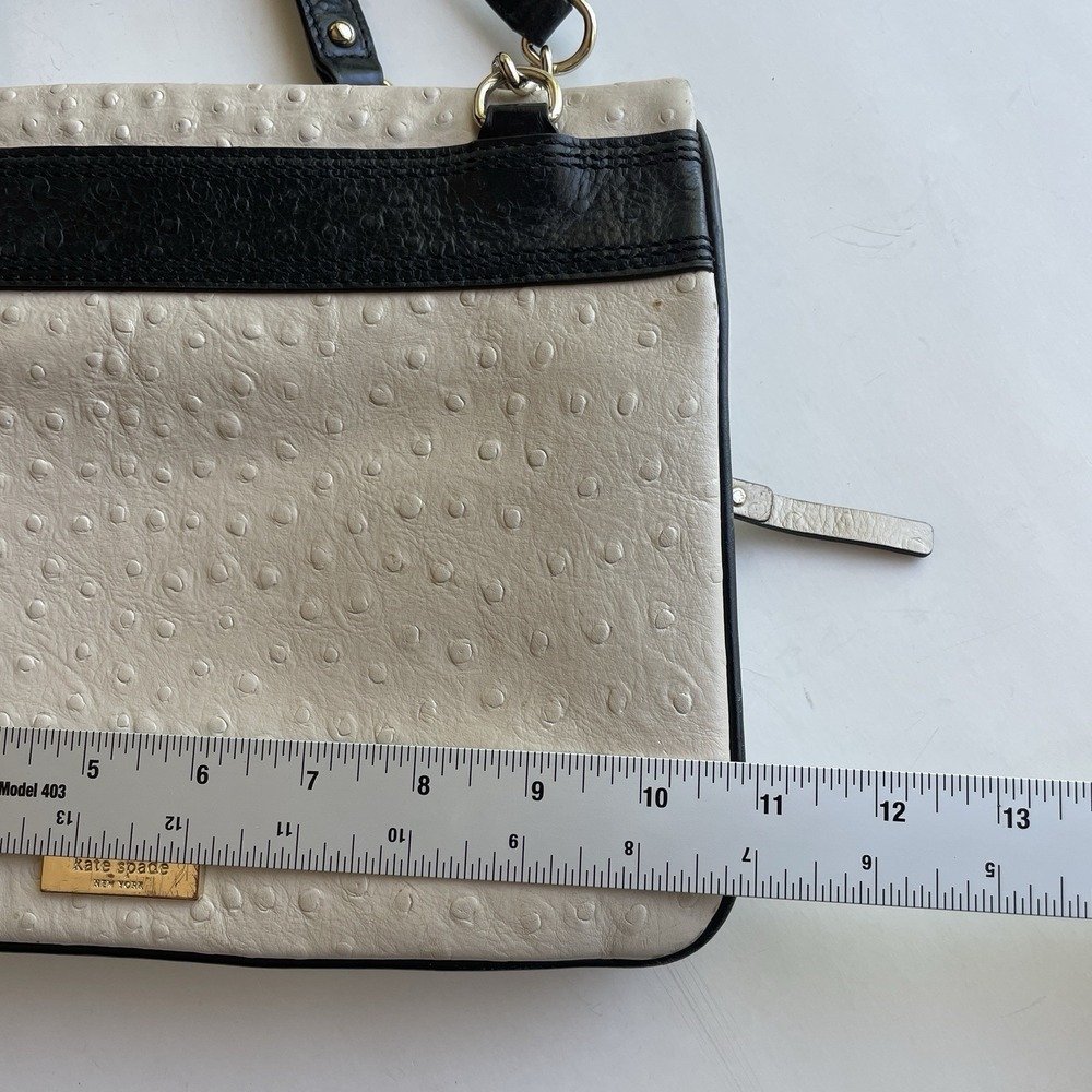 Kate Spade New York Darcy Road Trip Cream‎ Shoulder Satchel Bag Ostrich Embossed - Picture 7 of 16
